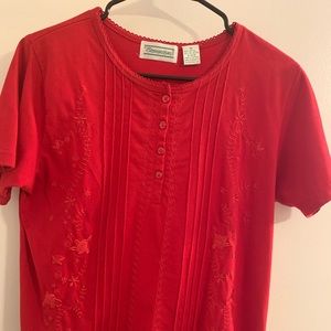 Shenanigans Red Short Sleeve Blouse Size M